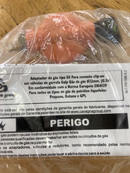 Adaptador horizontal gás Galp Type 511 Propano Butano GPL Novo Torres