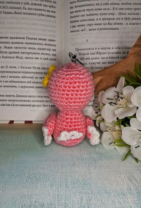 Flaming brelok ręcznie robiony na szydełku amigurumi breloczek Ptak