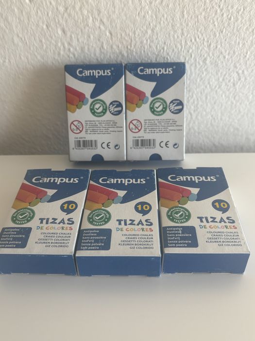Set of 5 Colored Chalk Boxes Campus (10 pieces each)