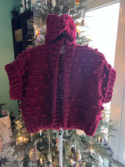 Плюшевый велюровый кардиган,,жилетка,повязка на голову ручной работы