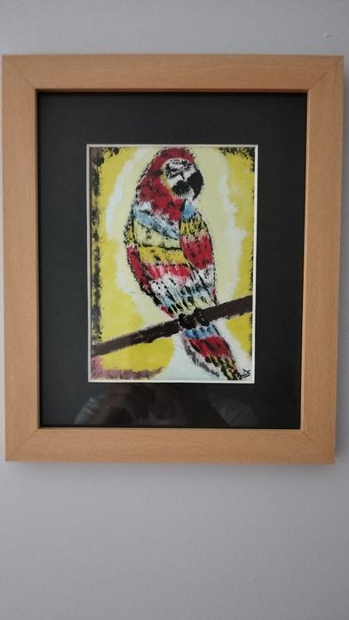 Tela abstrata original em acrílico com moldura 17 cm por 13 cm