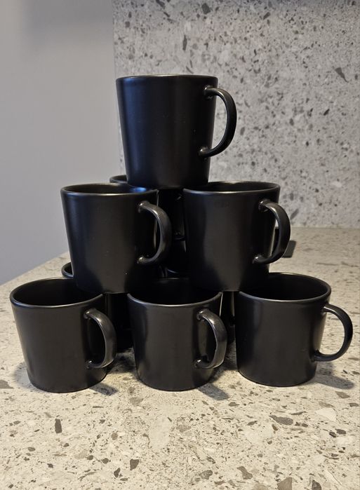 10 kubków matowych ciemnoszarych IKEA