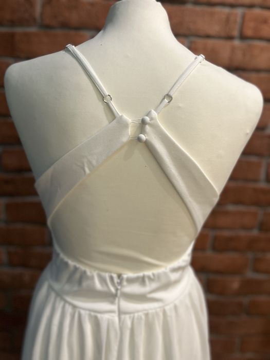 Zjawiskowa biała suknia Maxi z Odkrytymi Plecami elegancka ślub wesele