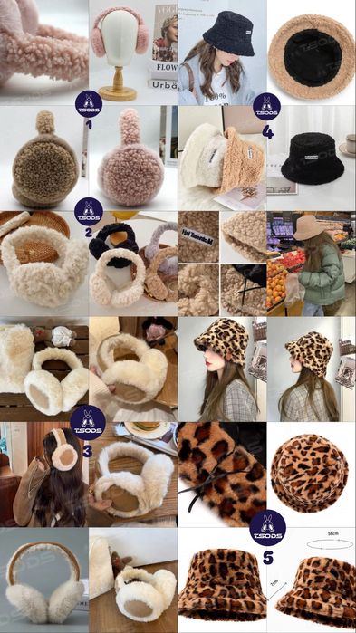 Круглая шапка меховая теплые наушники угг панамка Тедди эко шапки РБ