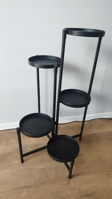 Kwietnik stojak na kwiaty rośliny METALOWY 5 półek stojący CZARNY NOWY