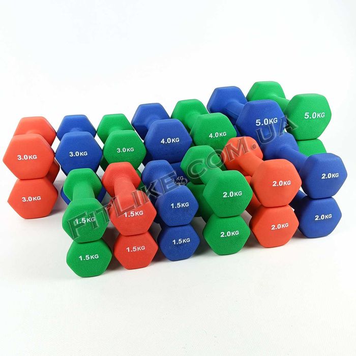 Гантелі 0,5/1/1,5/2/3/4/5кг металеві прогумовані вінілові для фітнеса