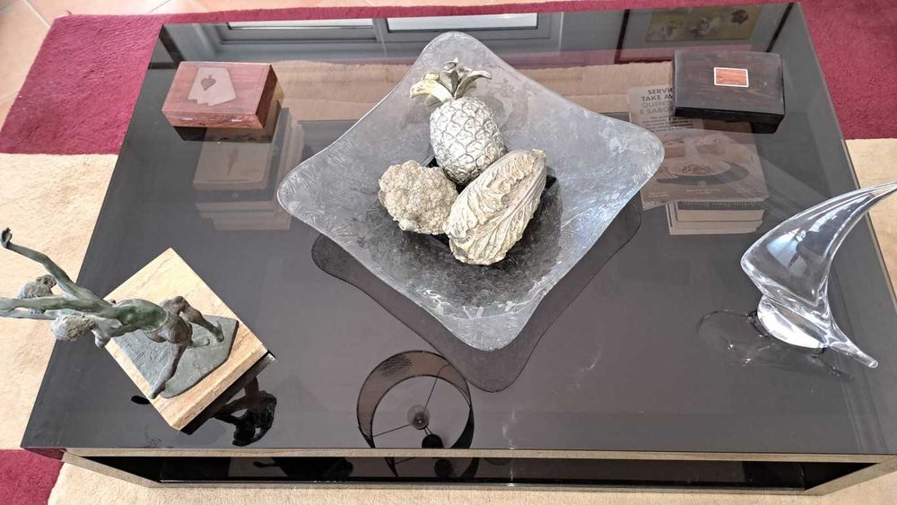 Mesa de centro sala madeira maciça lacada