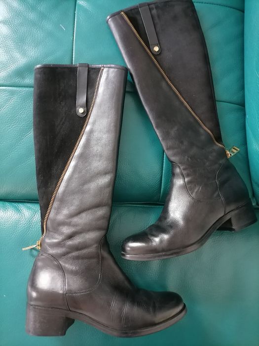 Klasyczne kozaki skorzane Badura 37 czarne zapinane