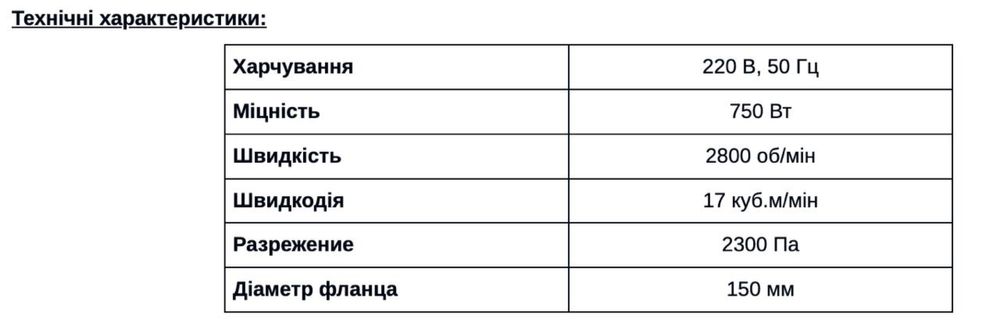 Витяжка для лазерного верстату 550 Вт, 750 Вт, відцентровий вентилятор