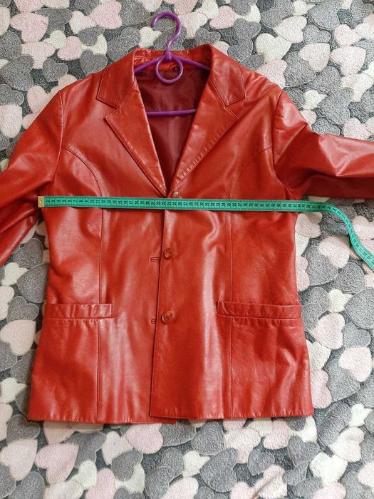 Красный пиджак натуральная кожа размер 40