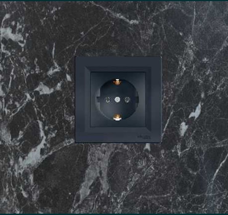 Розетки Schneider Electric  Asfora колір антрацит ( чорний)