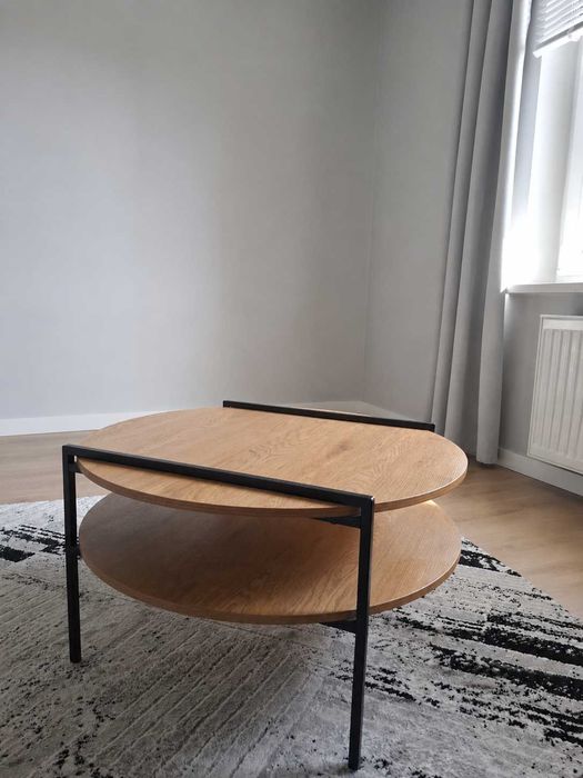 Okrągły stolik kawowy dębowy 80 cm | okleina dębowa | stan bdb