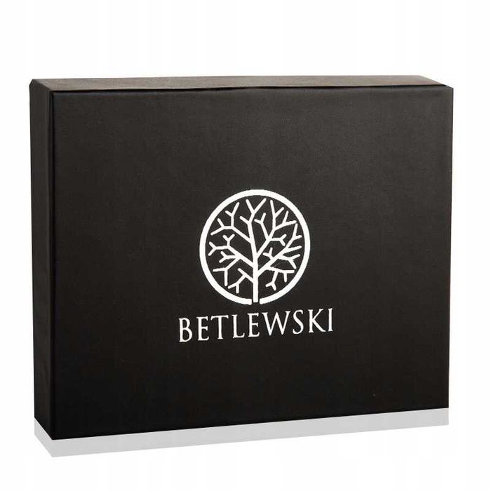 BETLEWSKI Skórzane Etui Na Karty Dokumenty Dowód Małe Na Zatrzask