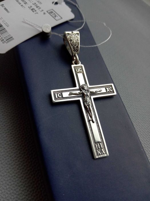 Серебряный крестик спаси и сохрани с чернением срібний хрестик крест