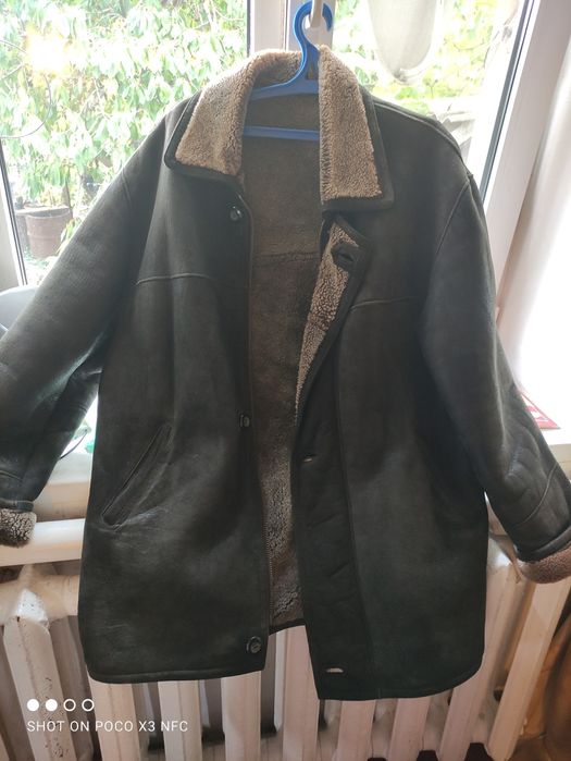 Дубленка мужская, натуральная, темная, на змейке