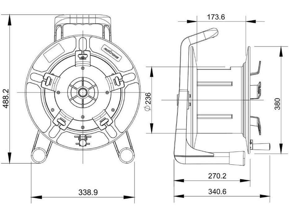 Bęben kablowy uniwersalny (czarny) ROXTONE PCD380 duży