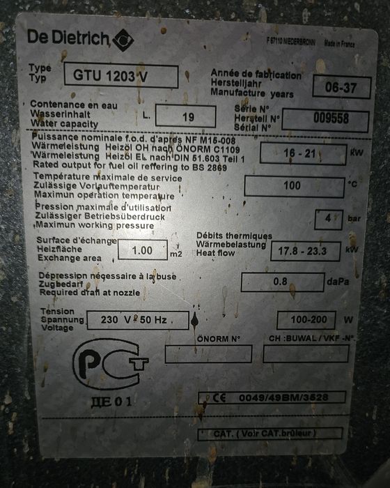 Piec olejowy De Dietrich GTU 1203 v. W pełni sprawny.