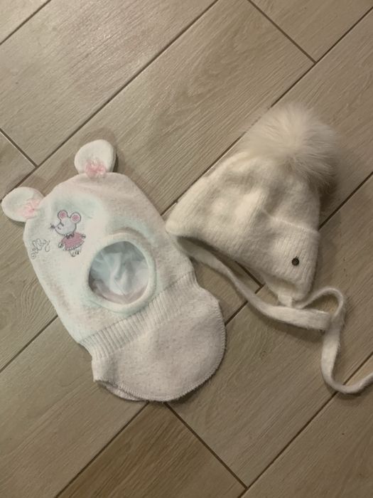 Зимова шапка на дівчинку 0-6 місяців