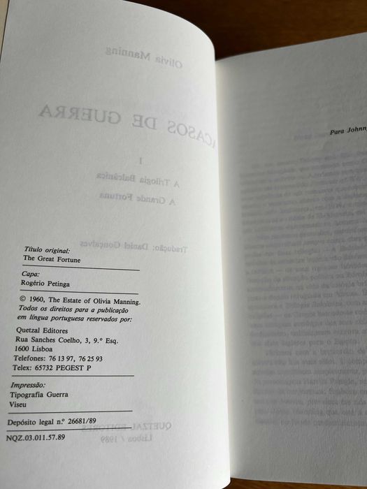 ACASOS DE GUERRA   Trilogia Balcânica  3 volumes    Olivia Manning