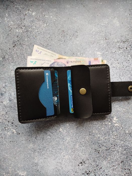 Шкіряний стильний компактний гаманець портмоне ручної роботи кошелек