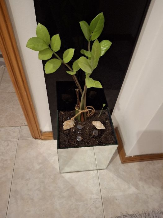 Floreira de vidro espelhada