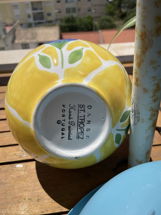 Jarra “St Tropez”amarelo e azul pintado à mão Portugal