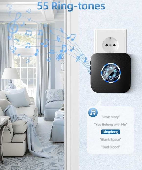 Campainha sem fios com sensor de porta, campainha de boas-vindas