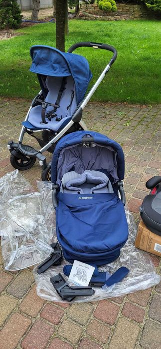 Wózek MAXI-COSI, fotelik KinderKraft Junior+, podstawka isofix PEG PEREGO