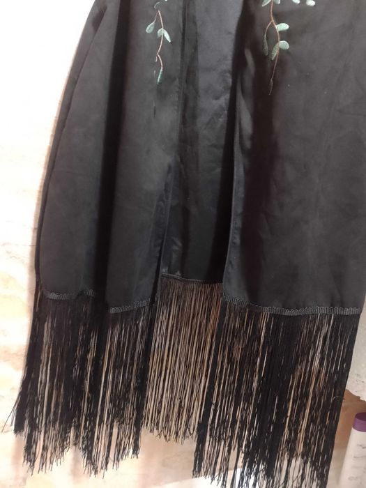 (46/48) (3XL/4XL) Czarna kamizelka kowbojska z frędzlami