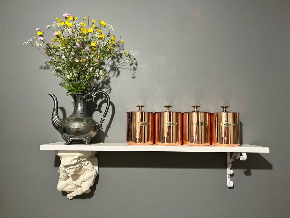 Медные емкости для хранения Villedieu. Винтаж Нормандия Франция