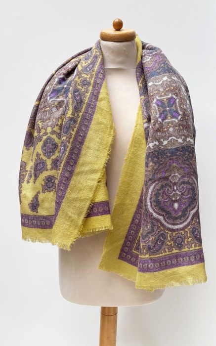 Szal Szalik Wzory Noma Wełna Wełniany Boho Etniczny 144 cmx126 cm