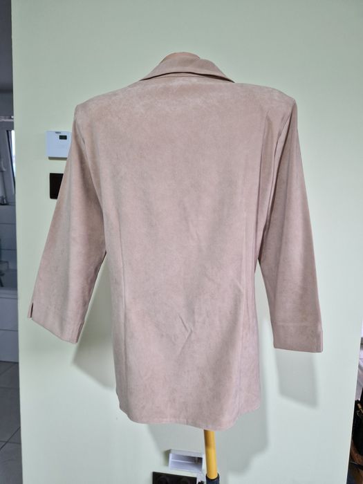 Bluzka koszulowa ciemny beż wiązana sznureczkami