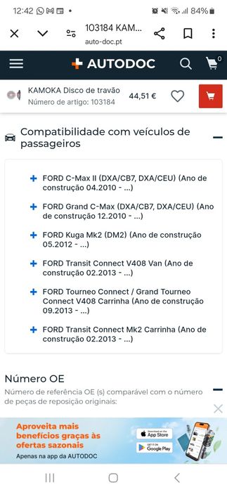 Vendo Discos Travão - Ford