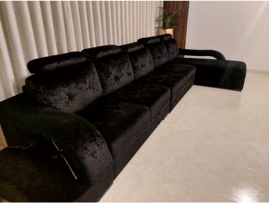 Sofa veludo martelado preto