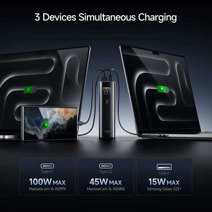 Павербанк CUKTECH 15 Ultra 20000 mAh 165W Black (PB200U)
