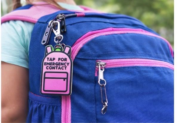 Mini mochila com NFC de contato emergencia