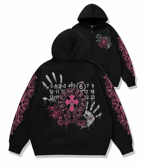 Зип худи кофта толстовка Chrome Hearts x Maison Margiela  Paris Logo унисекс коллаборация Хром Хартс и Мейсон Марджелы  New Model