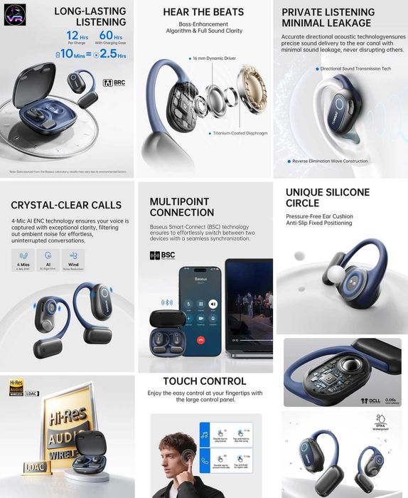 Навушники Baseus Bowie Bluetooth LDAC (Samsung, iPhone)