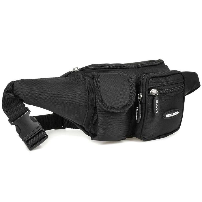 Czarna saszetka męska nerka biodrówka Bellugio