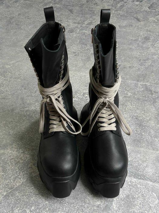 Черевики Rick Owens Dr. Martens Mega lace Tractor boots чорні ботинки
