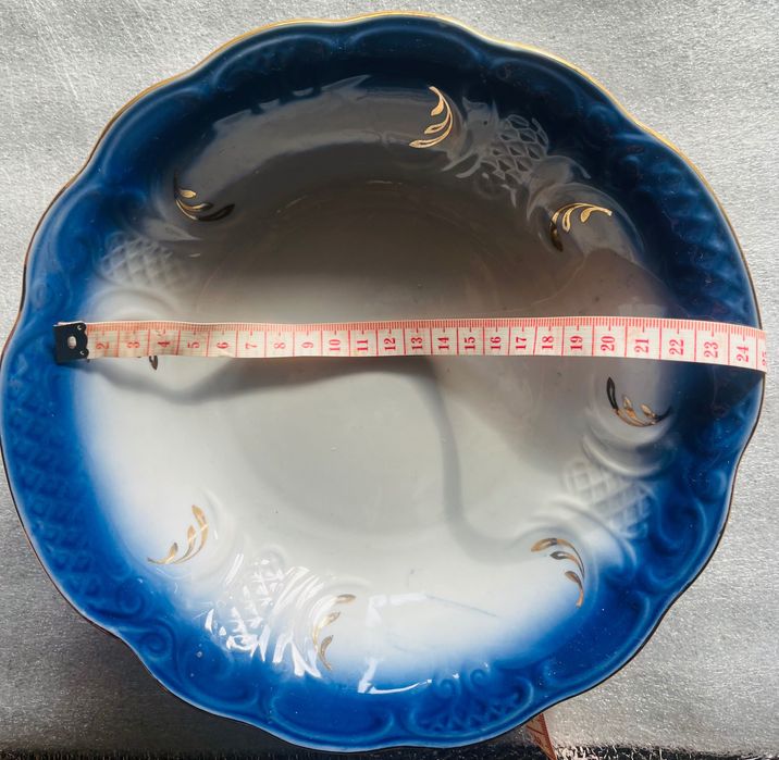 Набір вінтажних тарілок Сумський фарфоровий завод. Кобальт, позолота.