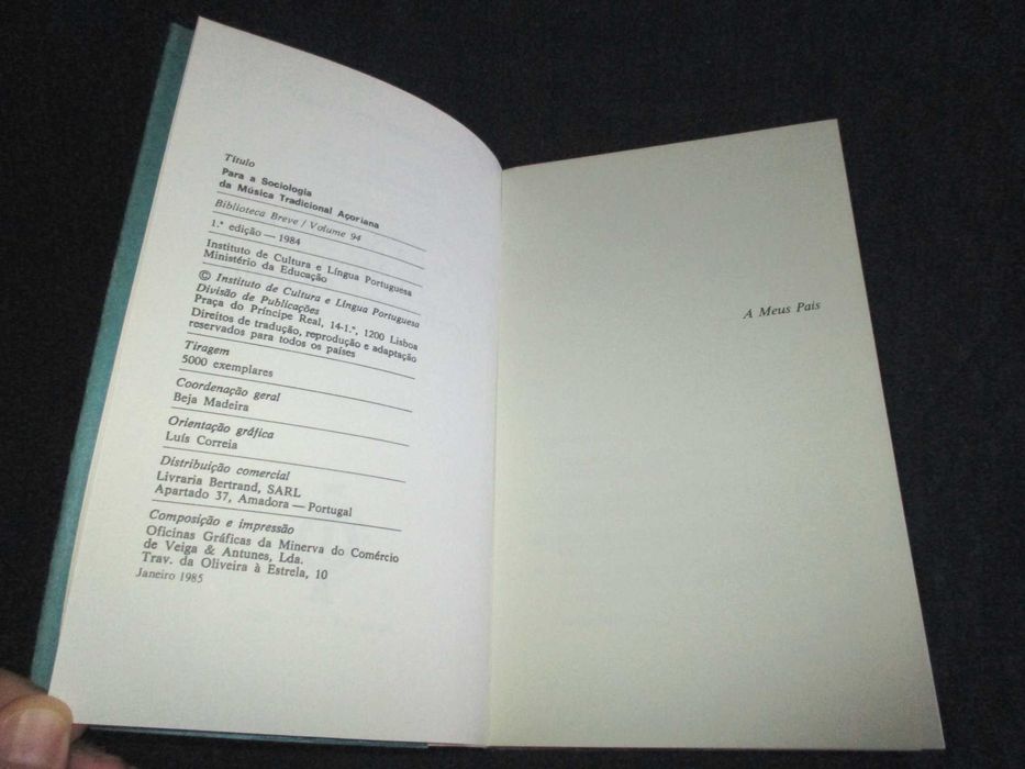Livro Para a Sociologia da Música Tradicional Açoriana