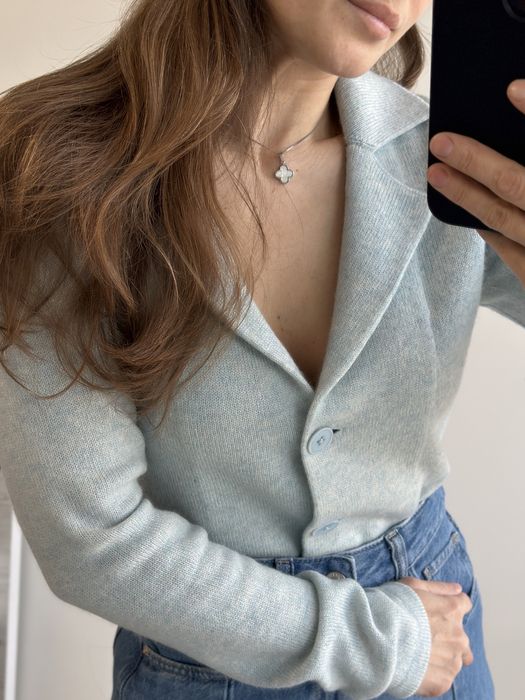Кардиган кашеміровий XS/S блакитного кольору естетика Sezane