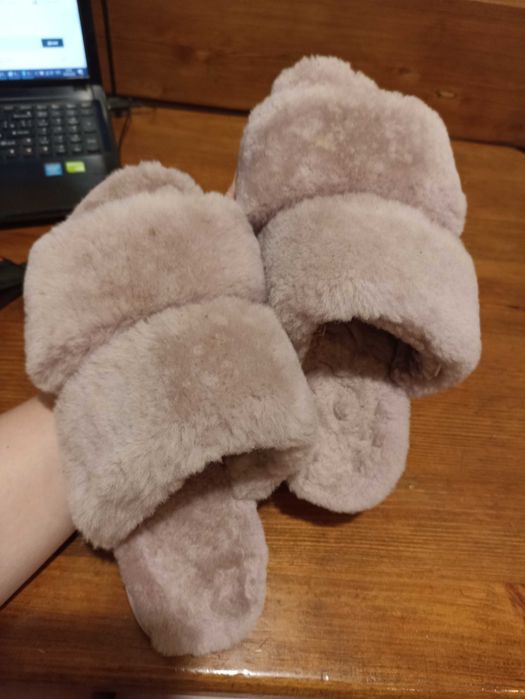 Пухнасті м'якенькі та тепленькі сірі домашні тапулі NЕХТ розмір 41-42