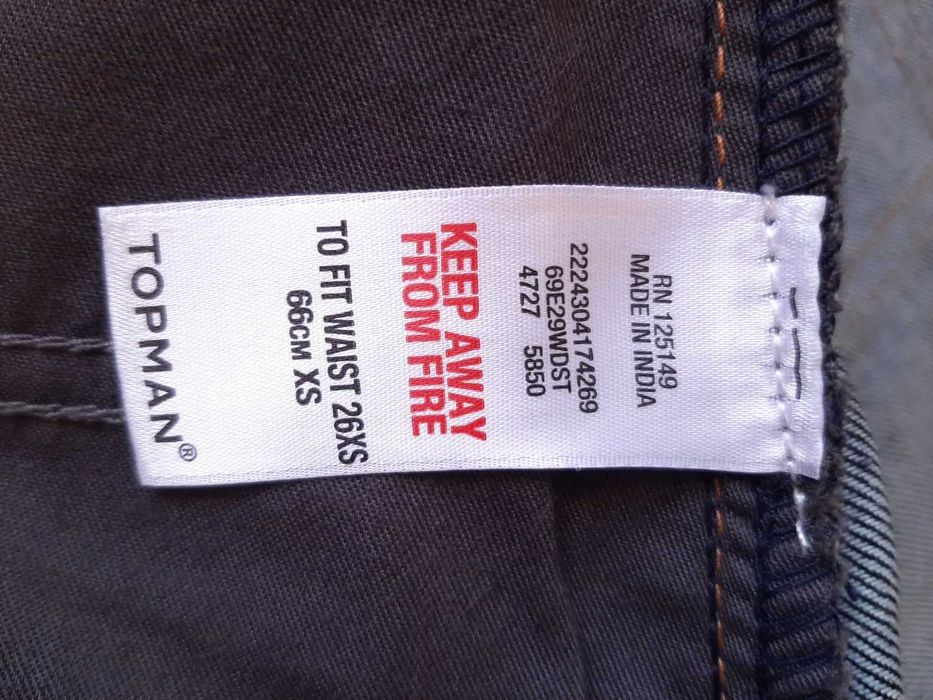 Джинсы синие на мальчика topman англия w26" skinny , 100% хлопок