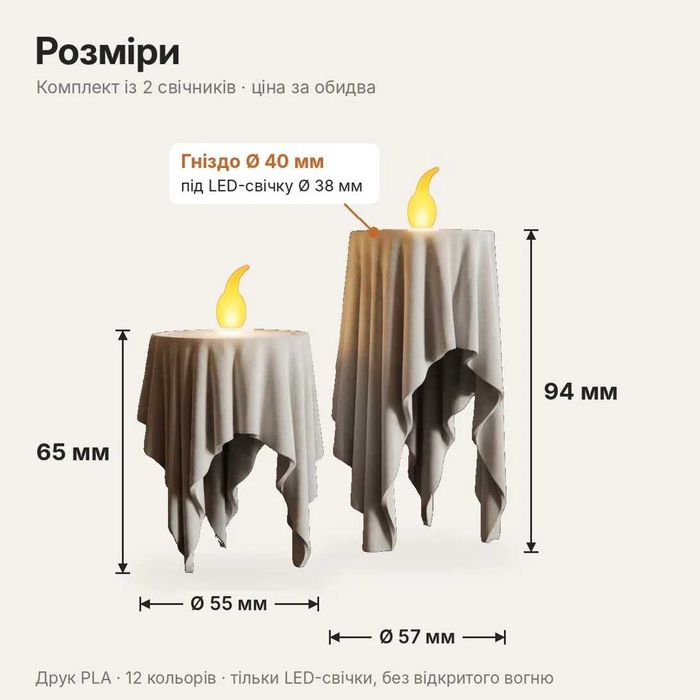 Свічники-привиди для LED-свічок, 2 шт — декор на Хелловін
