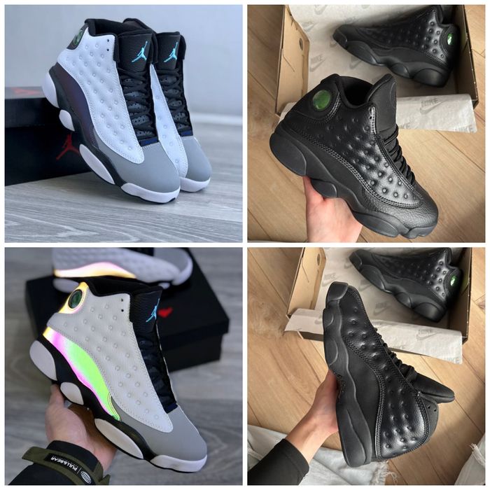 р36-45 Кросівки Air Jordan 13 Retro Black White Blue Red