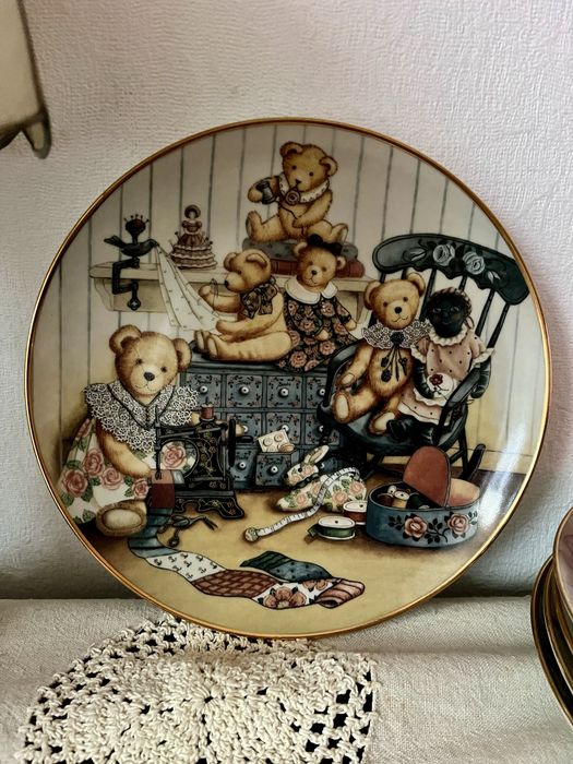 *Elegancki Kolekcjonerski Franklin Mint Teddy Bear Miś Talerz Vintage