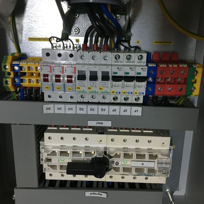 Rozdzielnia z przełącznikiem sieć‑agregat  100A ,lub  63A NOWE.