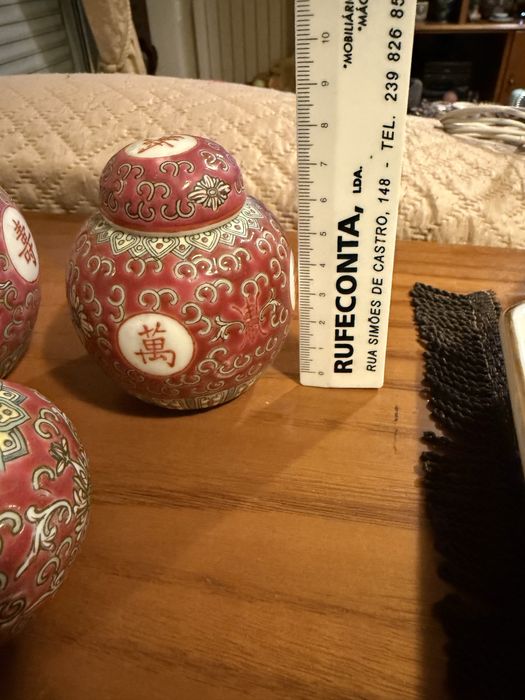 Conjunto 3 potes orientais em porcelana